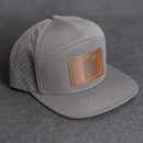 Leather Patch Flat Bill 7 Panel Perforated Performance Hat - Utah Stamp