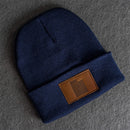 Beanie with Leather Patch Attached - Utah Stamp