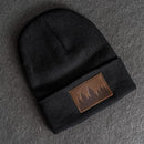 Beanie with Leather Patch Attached - Pine Tree Ridgeline Stamp