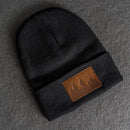 Beanie with Leather Patch Attached - Pine Tree Ridgeline Stamp