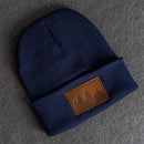 Beanie with Leather Patch Attached - Pine Tree Ridgeline Stamp