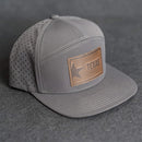 Leather Patch Flat Bill 7 Panel Perforated Performance Hat - Texas License Plate Stamp