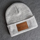 Beanie with Leather Patch Attached - Texas License Plate Stamp