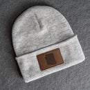 Beanie with Leather Patch Attached - Arizona Stamp
