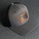 Leather Patch Trucker Style Hat - Oklahoma Stamp