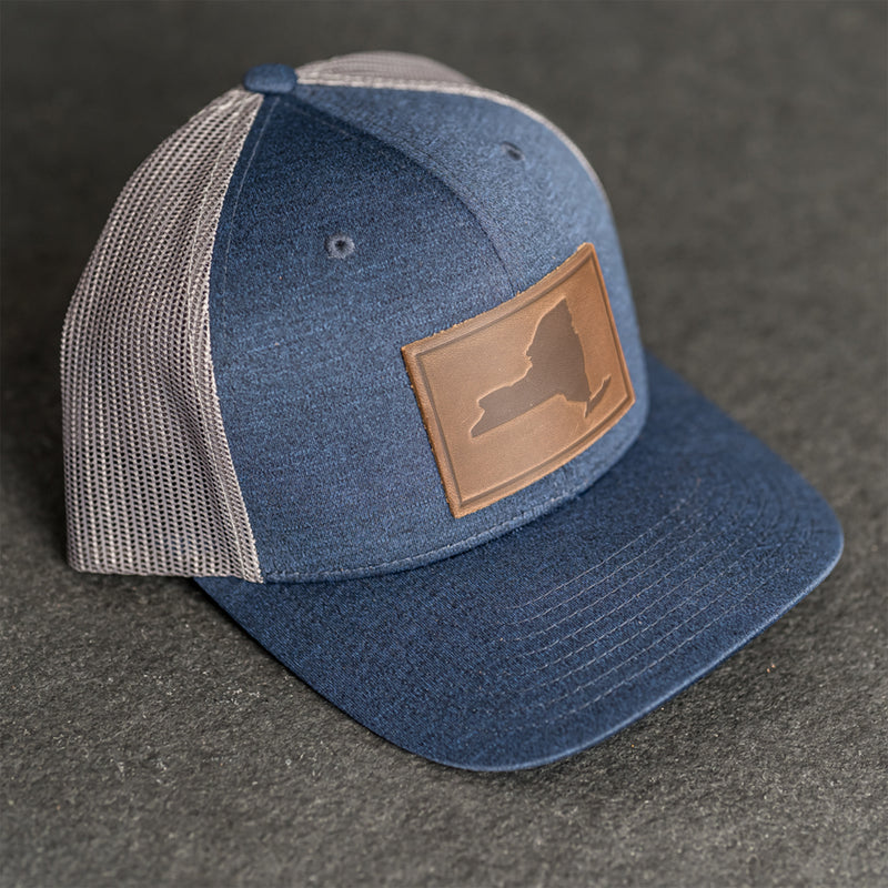 Leather Patch Performance Style Trucker Hat - New York Stamp