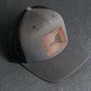 Leather Patch Trucker Style Hat - New York Stamp