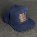 Leather Patch Flat Bill 7 Panel Perforated Performance Hat - Best Dad Ever Stamp