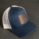 Leather Patch Trucker Style Hat - Best Dad Ever Stamp