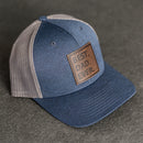 Leather Patch Performance Style Trucker Hat - Best Dad Ever Stamp