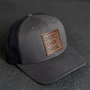 Leather Patch Trucker Style Hat - Best Dad Ever Stamp
