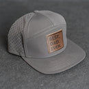 Leather Patch Flat Bill 7 Panel Perforated Performance Hat - Best Dad Ever Stamp
