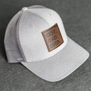 Leather Patch Performance Style Trucker Hat - Best Dad Ever Stamp
