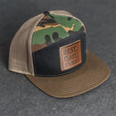 Leather Patch Flat Bill 7 Panel Trucker Hat - Best Dad Ever Stamp