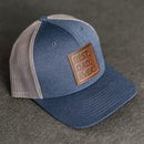 Leather Patch Performance Style Trucker Hat - Best Dad Ever Stamp