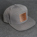Leather Patch Flat Bill 7 Panel Perforated Performance Hat - Best Dad Ever Stamp