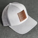 Leather Patch Performance Style Trucker Hat - Best Dad Ever Stamp