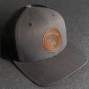 Leather Patch Trucker Style Hat - Circle Patch - Fish Stamp