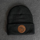 Beanie with Leather Patch Attached - Fish (Circle) Stamp