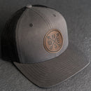 Leather Patch Trucker Style Hat - Compass Rose Stamp