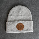 Beanie with Leather Patch Attached - Compass Rose Stamp