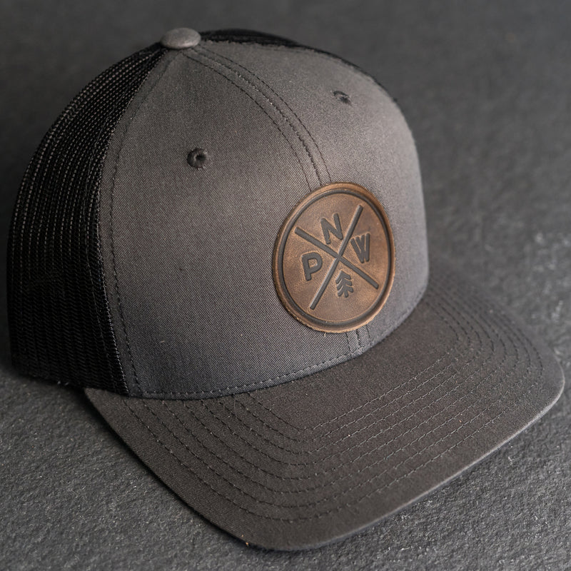 Leather Patch Trucker Style Hat - PNW Stamp