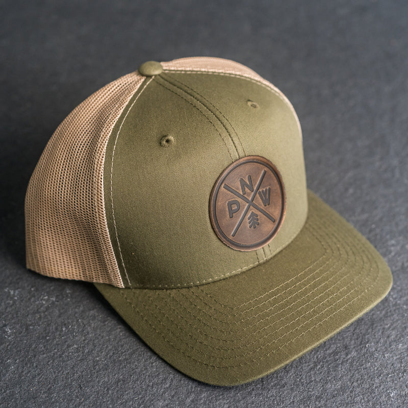 Leather Patch Trucker Style Hat - PNW Stamp