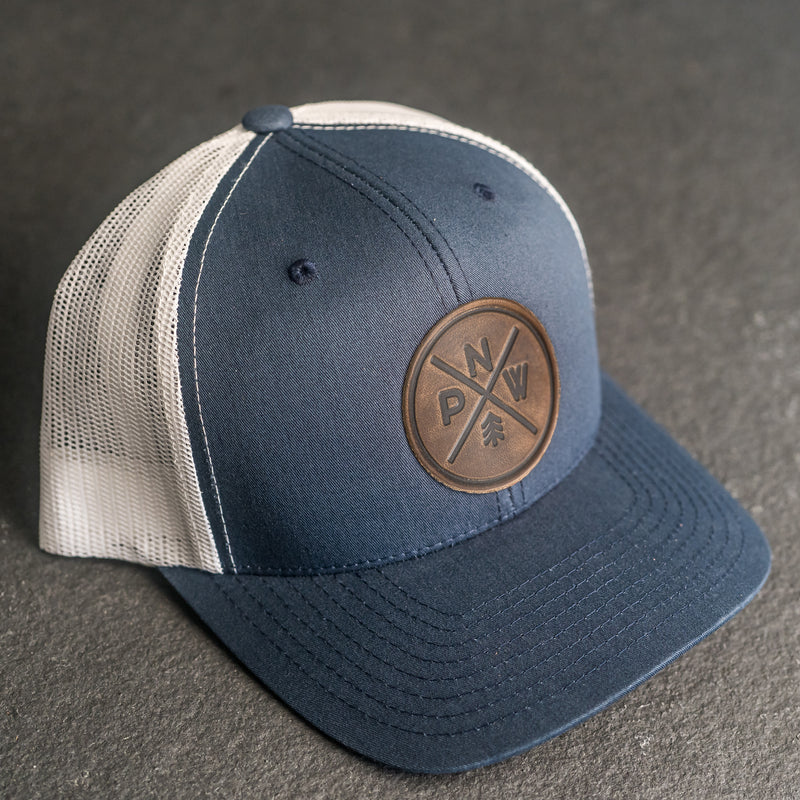 Leather Patch Trucker Style Hat - PNW Stamp