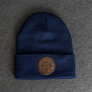 Beanie with Leather Patch Attached - PNW (Circle) Stamp