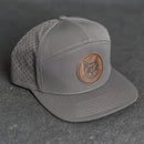 Leather Patch Flat Bill 7 Panel Perforated Performance Hat - Cool Cat Stamp