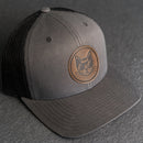 Leather Patch Trucker Style Hat - Cool Cat Stamp