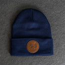 Beanie with Leather Patch Attached - Cool Cat Stamp