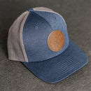 Leather Patch Performance Style Trucker Hat - Circle Patch - Floral Stamp