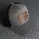 Leather Patch Trucker Style Hat - Dad Stamp