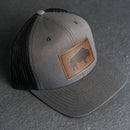 Leather Patch Trucker Style Hat - Bison Stamp