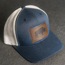 Leather Patch Trucker Style Hat - Bison Stamp