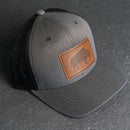 Leather Patch Trucker Style Hat - Bison Stamp