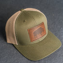 Leather Patch Trucker Style Hat - Bison Stamp