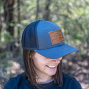 Leather Patch Trucker Style Hat - Colorado Flag Stamp