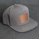 Leather Patch Flat Bill 7 Panel Perforated Performance Hat - Colorado Flag Stamp