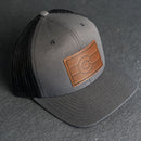 Leather Patch Trucker Style Hat - Colorado Flag Stamp