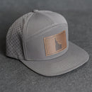 Leather Patch Flat Bill 7 Panel Perforated Performance Hat - Idaho Stamp