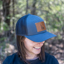 Leather Patch Trucker Style Hat - Idaho Stamp