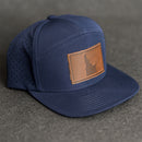 Leather Patch Flat Bill 7 Panel Perforated Performance Hat - Idaho Stamp
