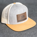 Leather Patch Flat Bill Trucker Hat - California Flag Stamp