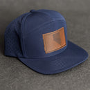 Leather Patch Flat Bill 7 Panel Perforated Performance Hat - Nevada Stamp