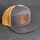 Leather Patch Flat Bill 7 Panel Trucker Hat - Nevada Stamp