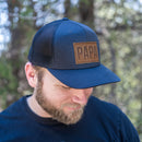 Leather Patch Trucker Style Hat - Papa Stamp