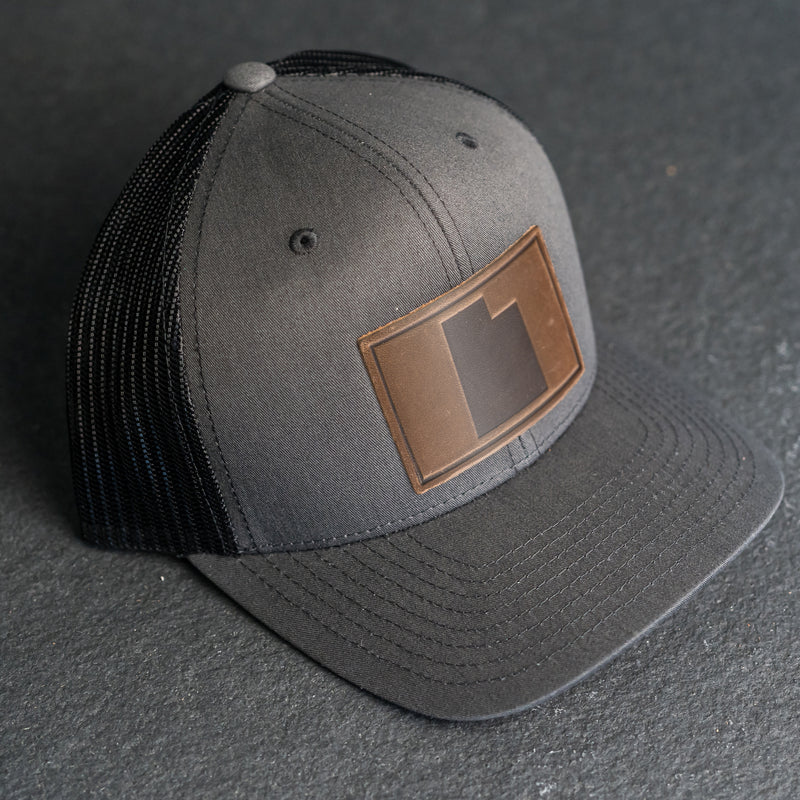 Leather Patch Trucker Style Hat - Utah Stamp