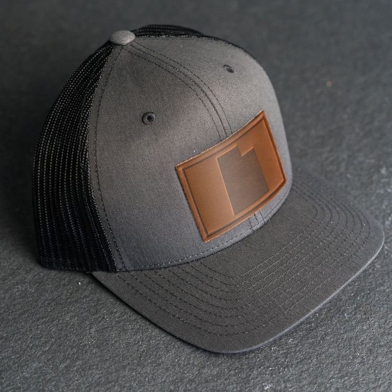 Leather Patch Trucker Style Hat - Utah Stamp